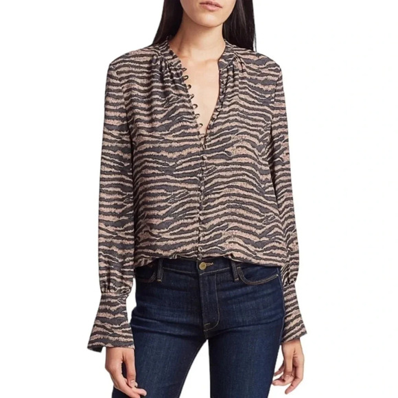 Joie Tariana Button Down Blouse in Ginger Size XS - Picture 1 of 11